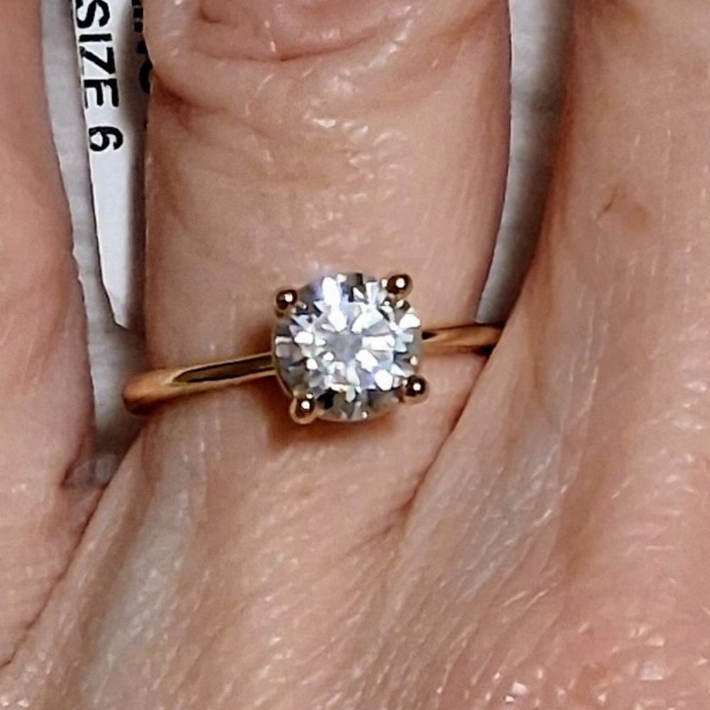 Gold Over 925 Moissanite Diamond Solitaire